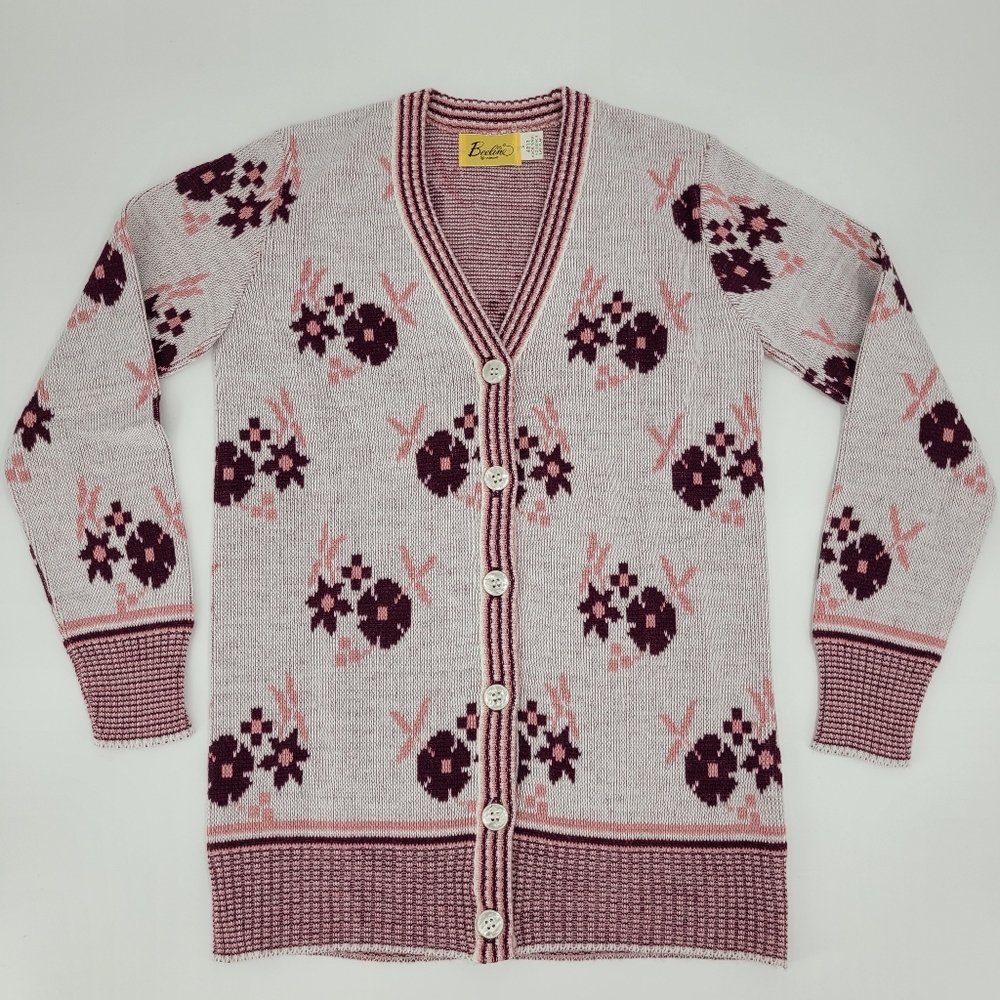 Beeline Fashions Sweater Size Small Cardigan USA Made Vintage Floral Granny